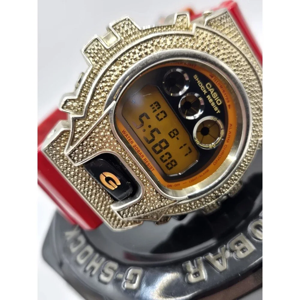 Customized Casio G-Shock DW6900 Gold Tone Metal Bezel. Tin. New Battery.